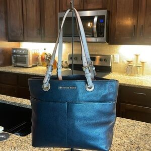 Michael Kors Black Tote Bag with Gold Accents EUC   See pics for minor scuffs.